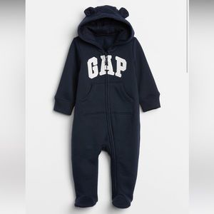 GAP Baby Logo Zip Up One Piece Sweatsuit (Navy Blue)